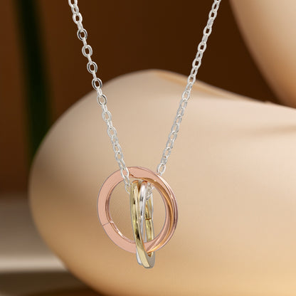 Geometric Copper Alloy O-Chain Necklace with Circle Pendant