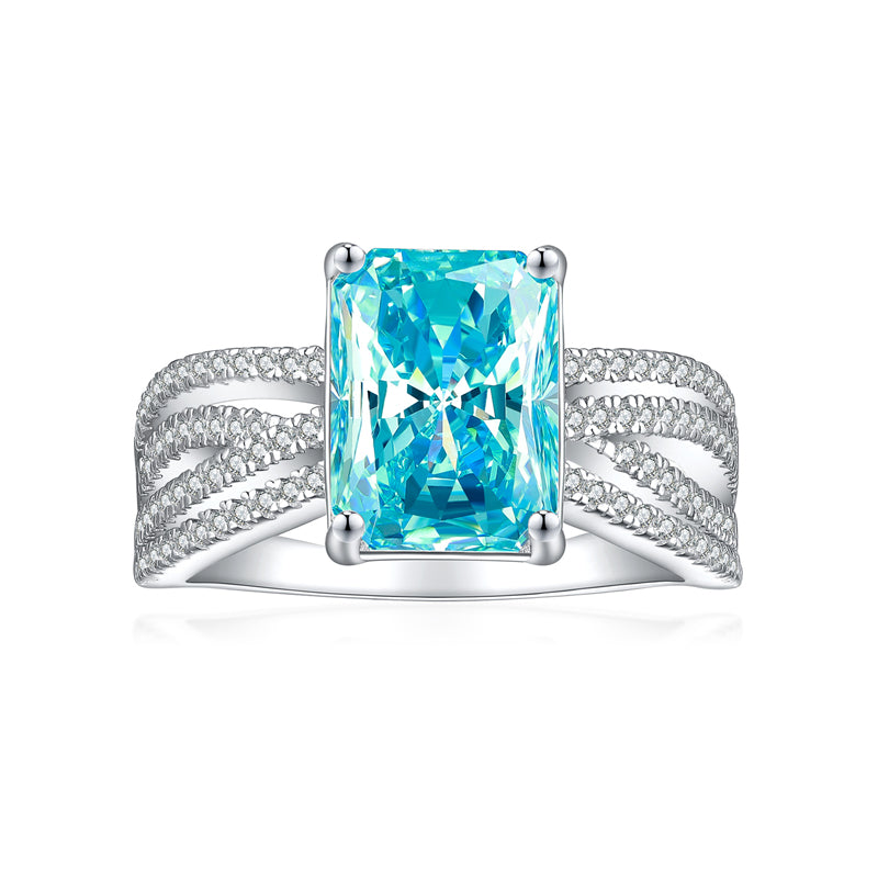 4ct Square-Cut Gemstone 925 Silver Ring - Luxe 8*11 Flame & Ice-Cut Statement Band for Women