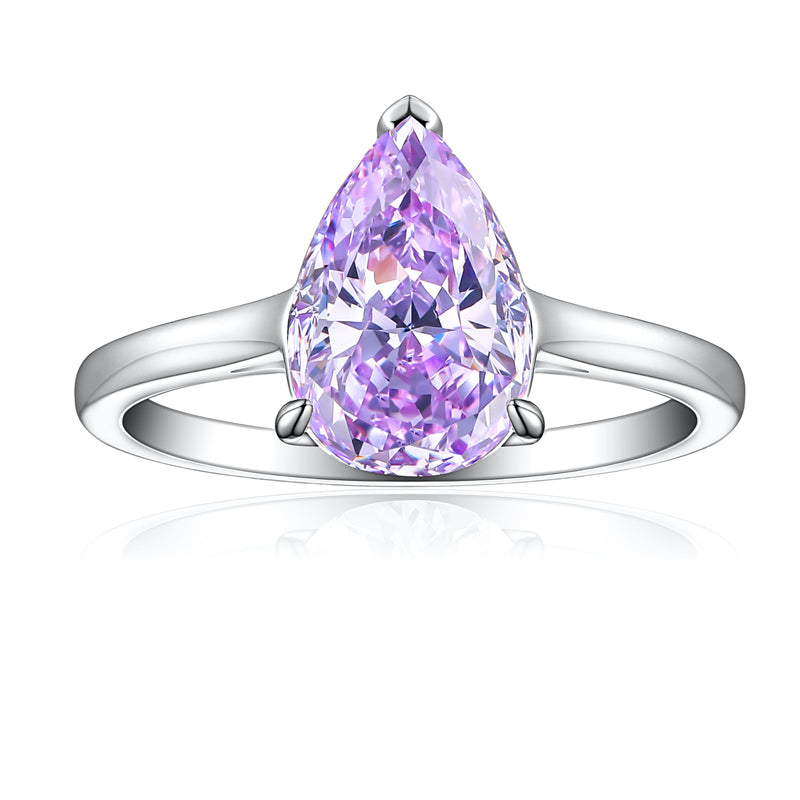 4ct Teardrop Ice-Cut 925 Silver Ring - Luxurious 8×12mm Gemstone Statement Band