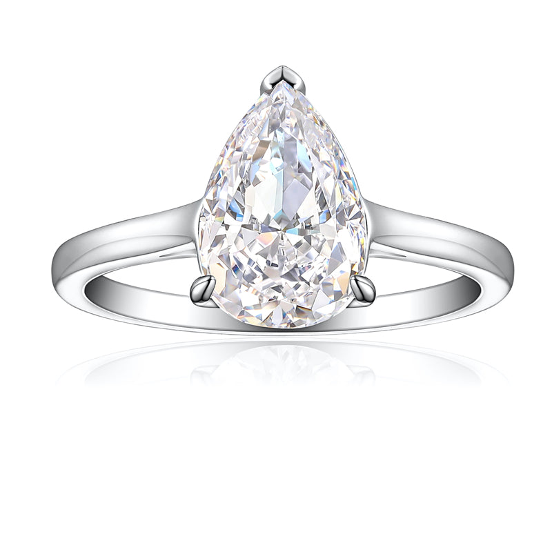 4ct Teardrop Ice-Cut 925 Silver Ring - Luxurious 8×12mm Gemstone Statement Band