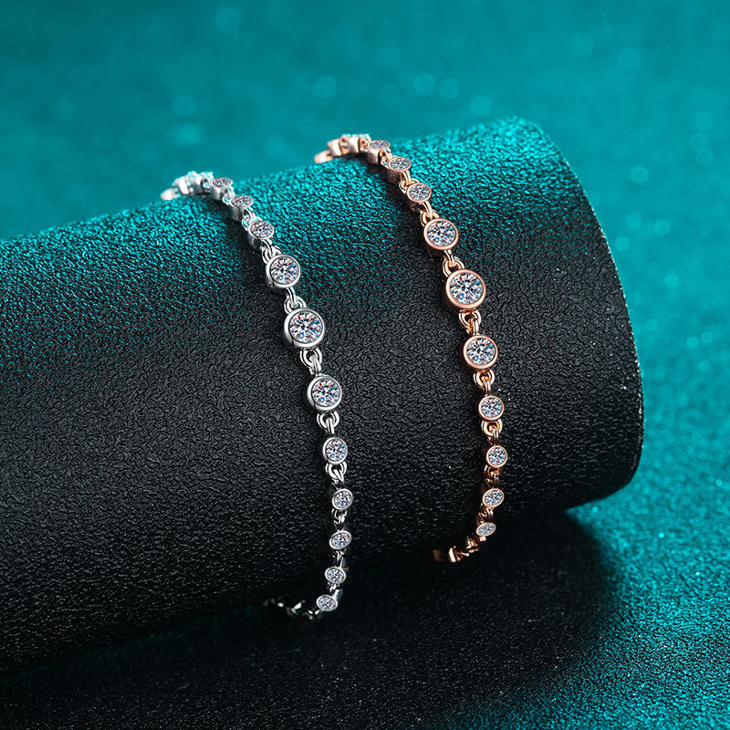 5-Layer Rhodium Plated 925 Silver Lucky Charm Bracelet with 0.87ct Champagne Moissanite - Korean Style Toad & Locket Design