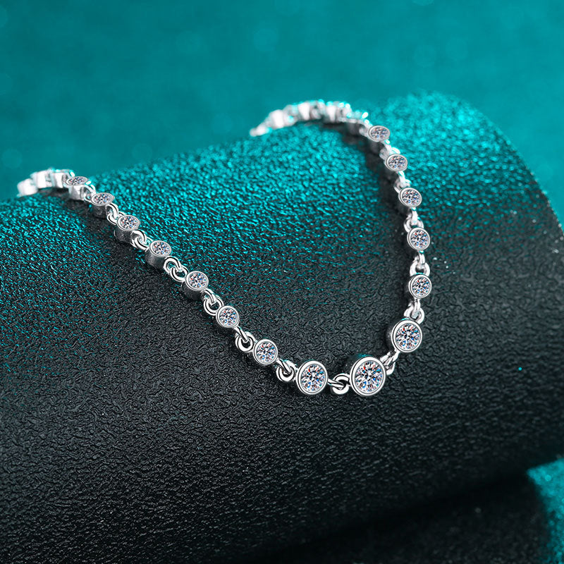 5-Layer Rhodium Plated 925 Silver Lucky Charm Bracelet with 0.87ct Champagne Moissanite - Korean Style Toad & Locket Design