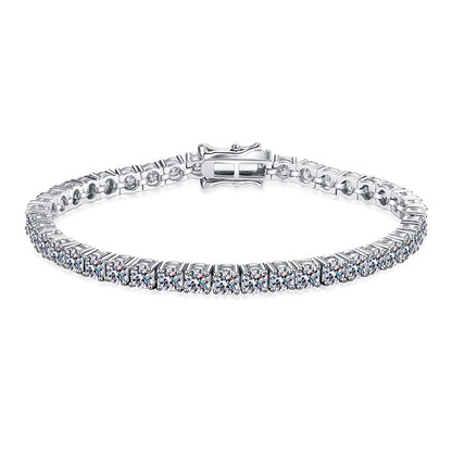5-Layer Rhodium Plated Sterling Silver Abacus Bracelet with Moissanite - 3 Stone Sizes & 4 Length Options (10/30/50-point)