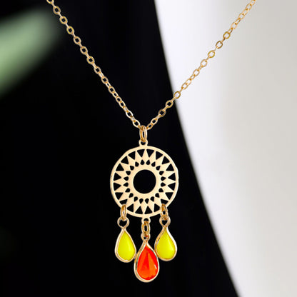 Vintage Sun and Droplet Copper O-Chain Necklace