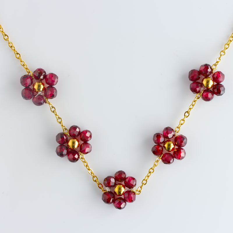 Chic Stainless Steel Bracelet with Red Stone Accents