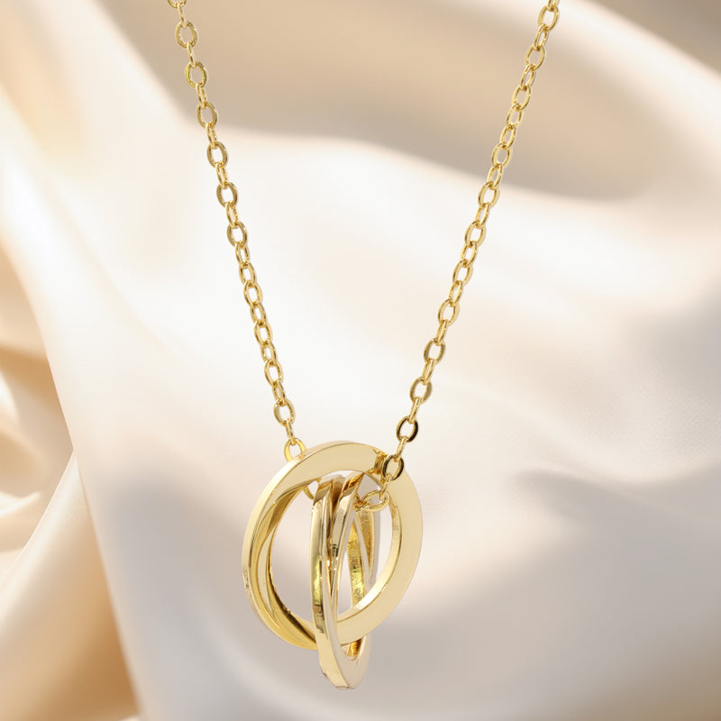 Gold O-Chain Multi-Ring Pendant Necklace