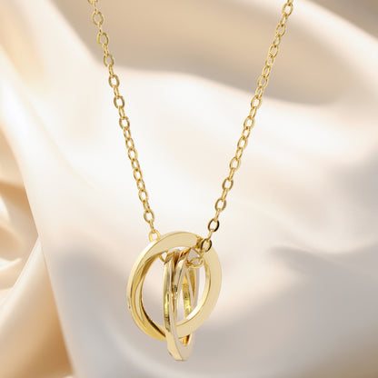Gold O-Chain Multi-Ring Pendant Necklace
