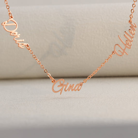 Fashionable rose gold letter pendant O-shaped necklace