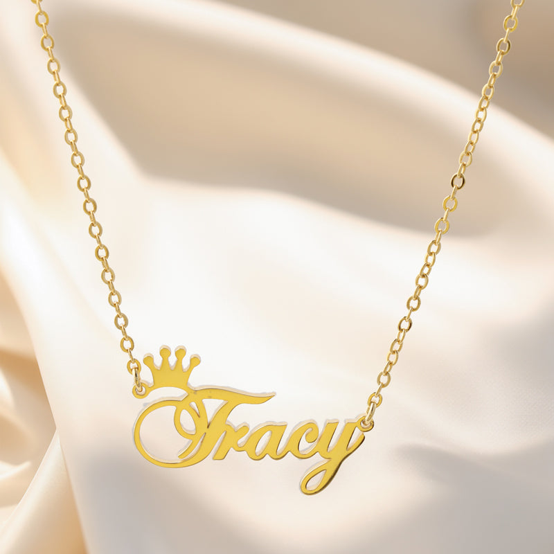 Gold Stainless Steel O-Chain Necklace with Letter Pendant
