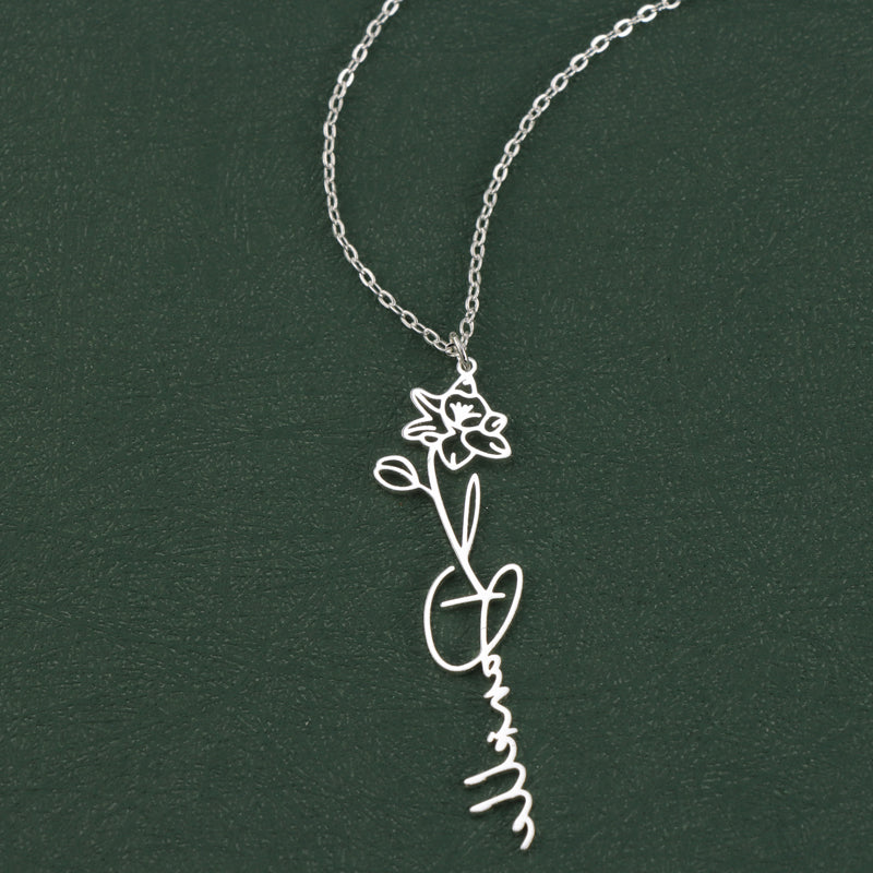 Nature-Inspired Stainless Steel Flower Pendant Necklace