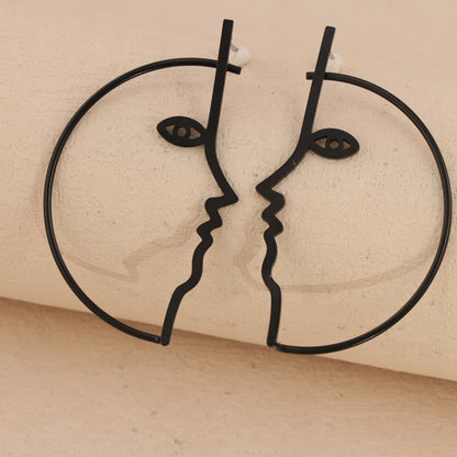 Minimalist Copper Face Earrings - Streamlined Design