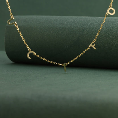 Gold Copper Alloy O-Chain Necklace with Letter Pendant