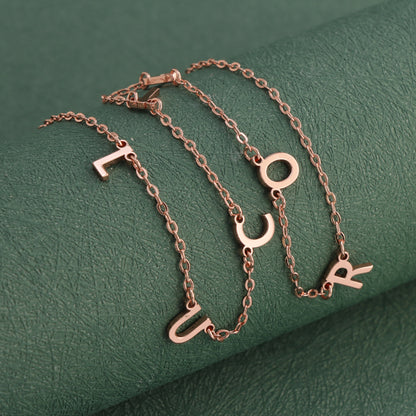 Rose Gold Copper Alloy O-Chain Necklace with Letter Pendant