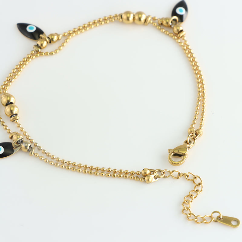 Gold Chain Bracelet with Eye-shaped Pendant