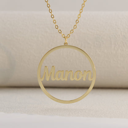 Round Gold Necklace With Letter Charm