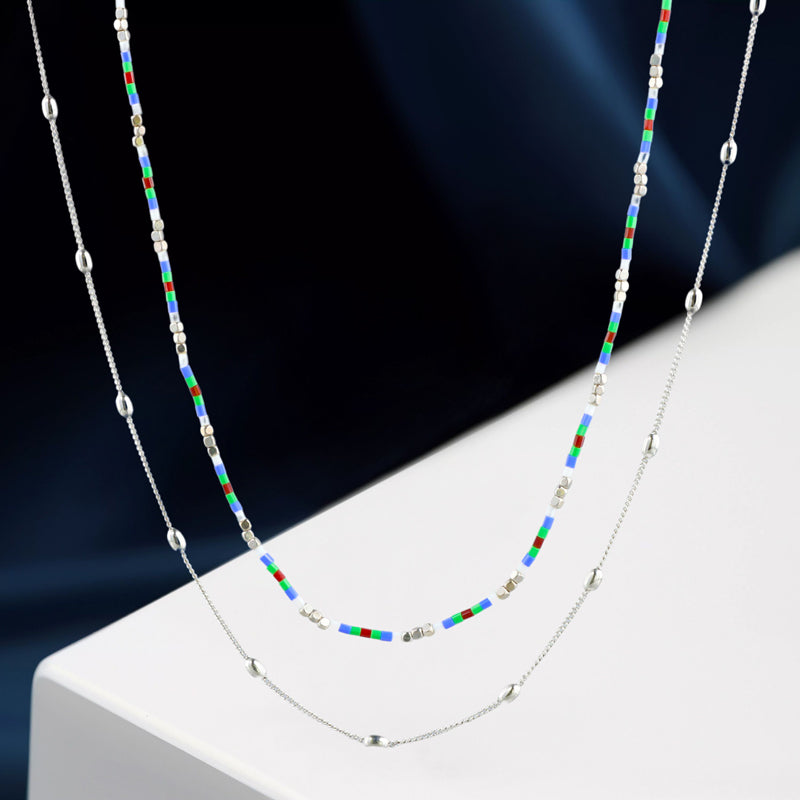 Contemporary Chopin Layered Rice Pearl Necklace