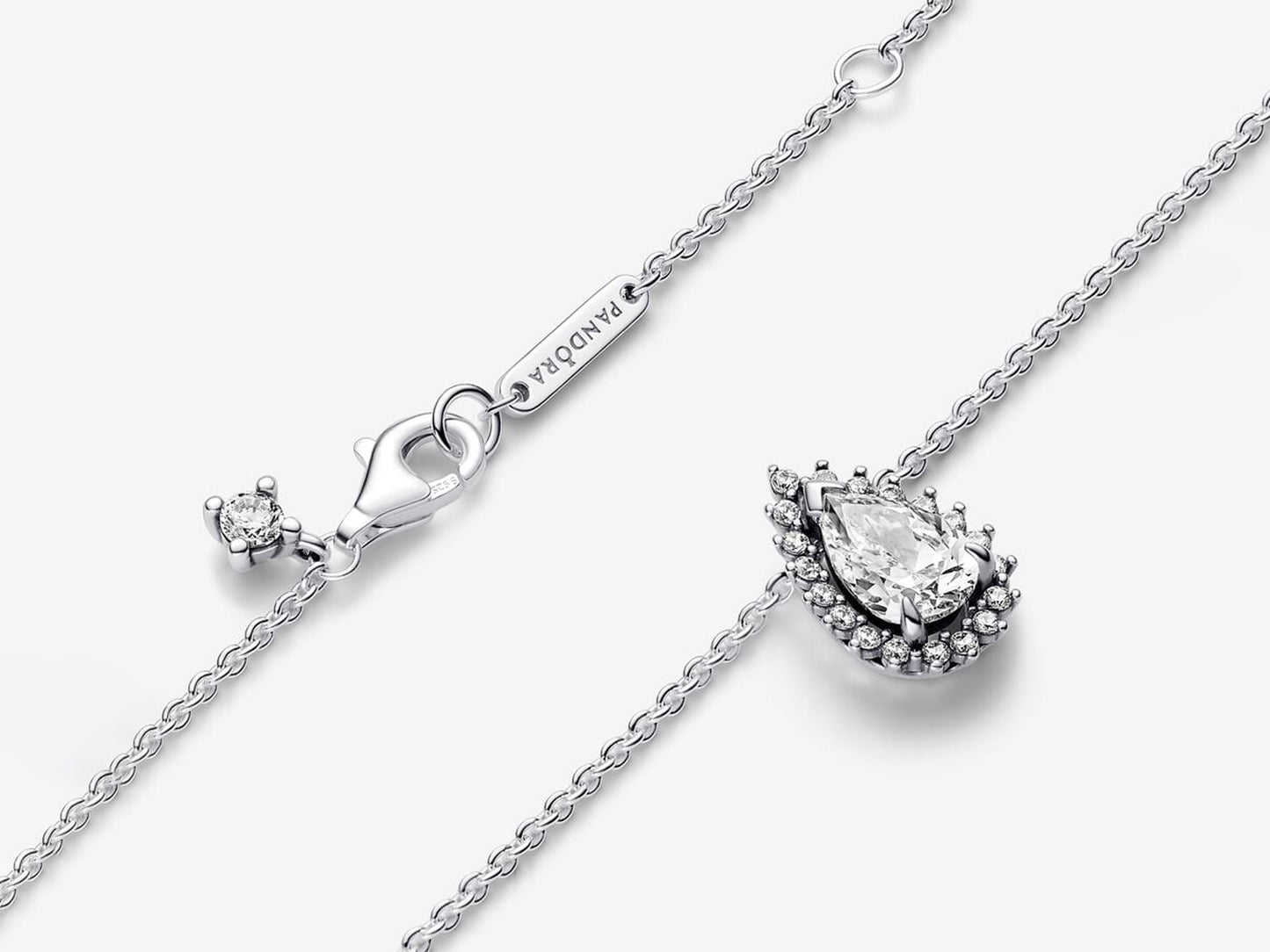 Sparkling Pear Halo Collier Necklace