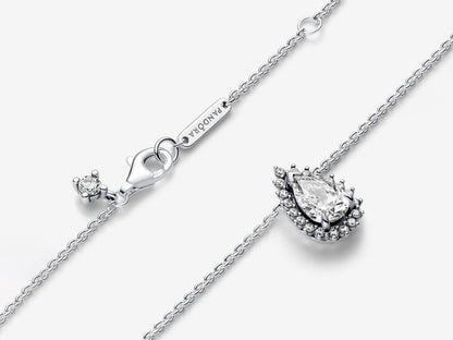 Sparkling Pear Halo Collier Necklace