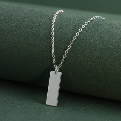 Silver Square Pendant O-Shaped Necklace