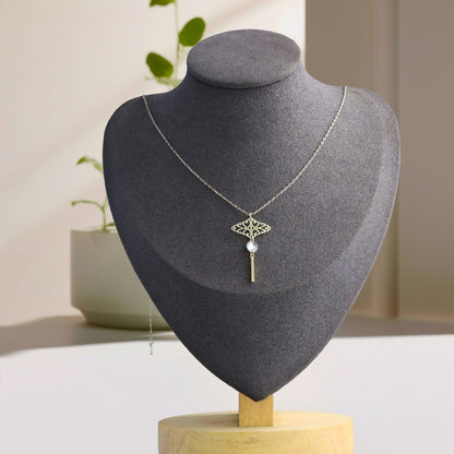 Silver Tassel Pendant Copper Cross Chain Necklace