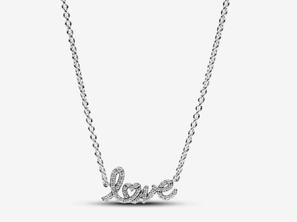 Sparkling Handwritten Love Collier Necklace