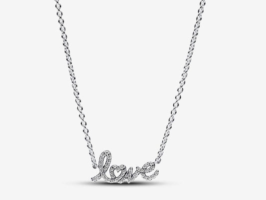 Sparkling Handwritten Love Collier Necklace