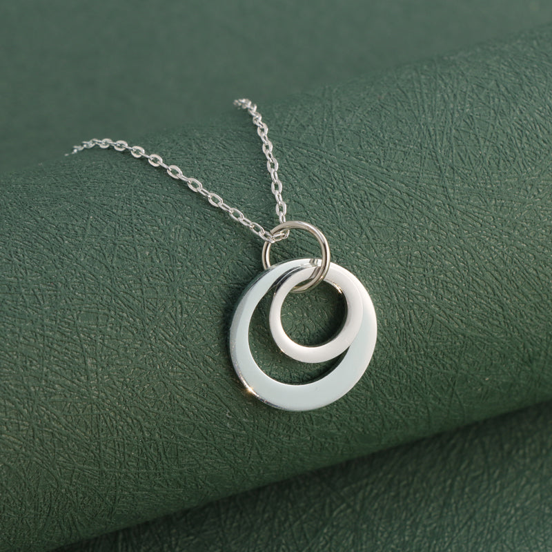 Chic silver ring pendant O-chain necklace