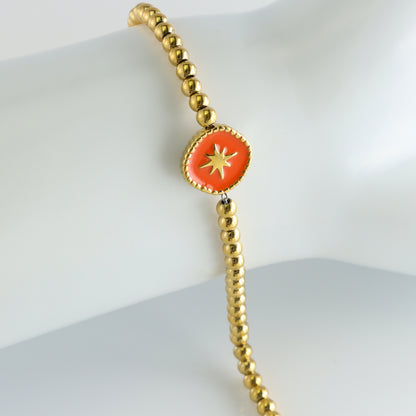 Gold-toned Bracelet With Eight-Pointed Star Design for Timeless Style