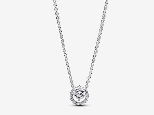Sparkling Round Halo Pendant Collier Necklace