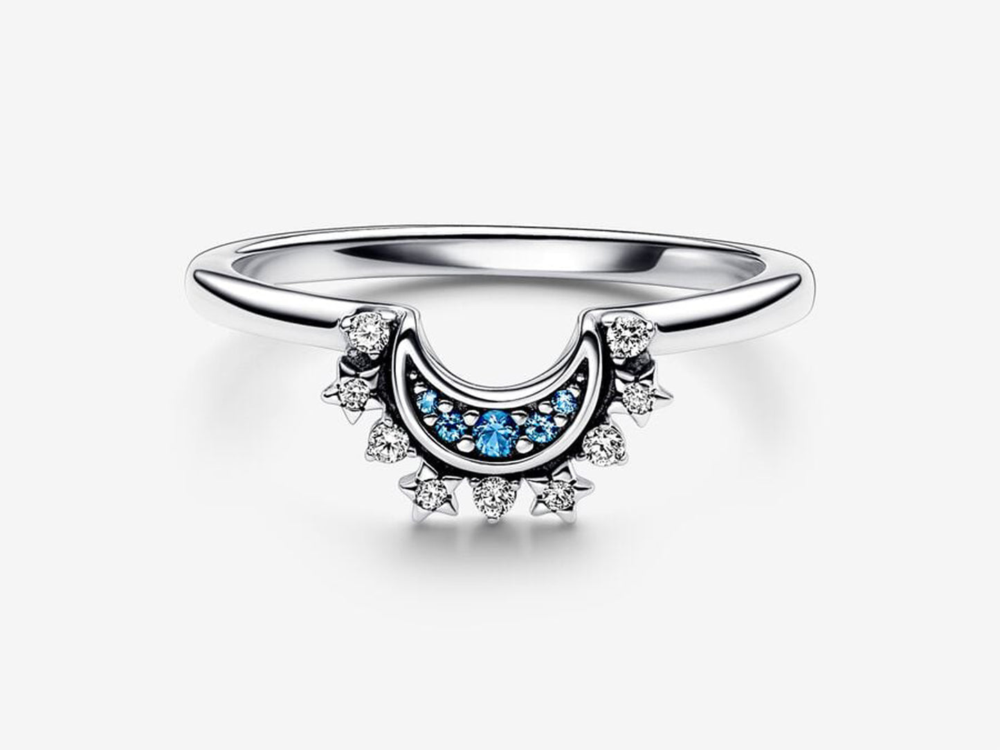 Celestial Blue Sparkling Moon Ring