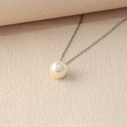 Simple O-Chain Necklace with Pearl Drop