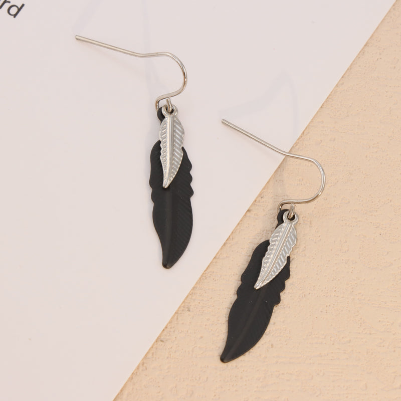 Vintage Black Copper Leaf Multi-Layered Earrings