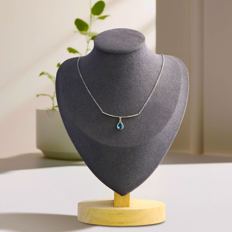 Crystal Teardrop Pendant Copper O-Chain Necklace
