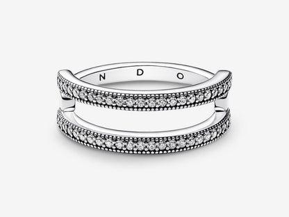 Logo & Pavé Double Band Ring