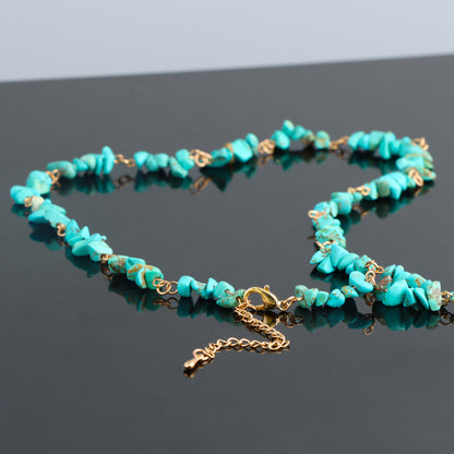 Blue Natural Stone Beads Copper O-Chain Necklace
