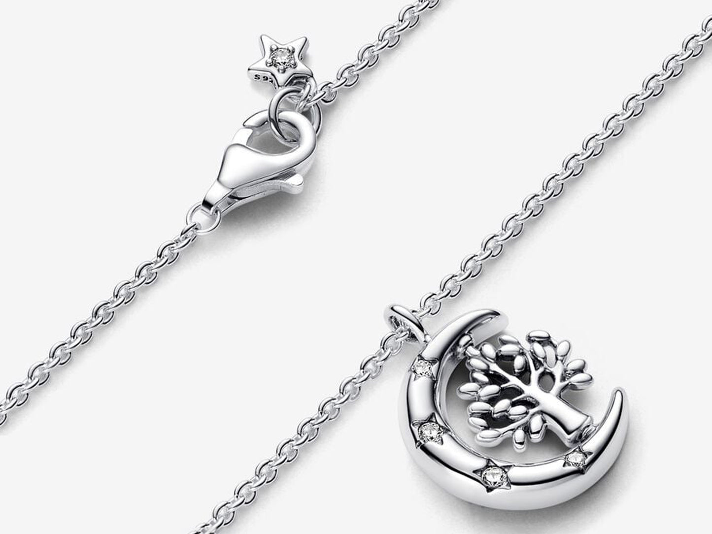 Moon & Spinning Tree Pendant Necklace
