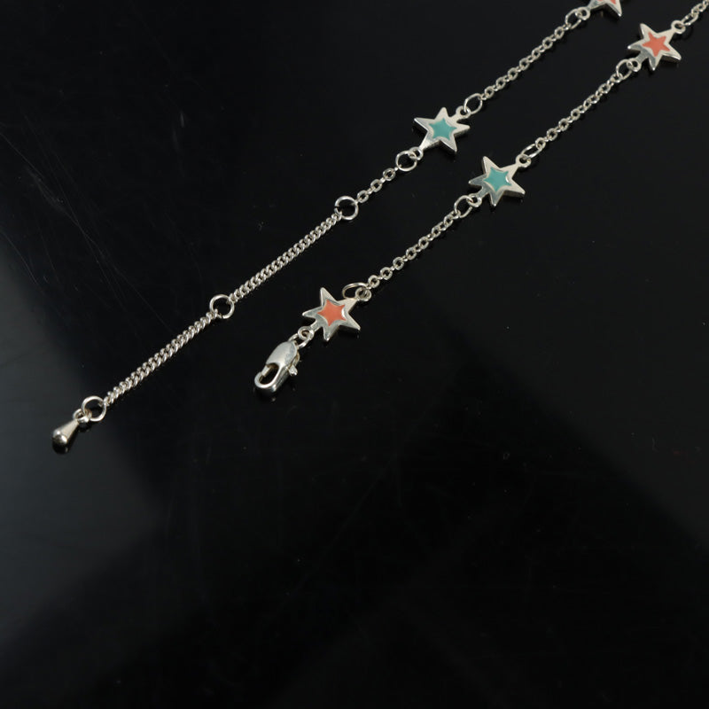 Charming silver cross chain with Star shaped