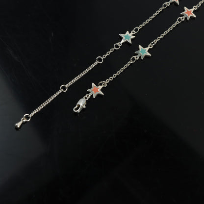 Charming silver cross chain with Star shaped