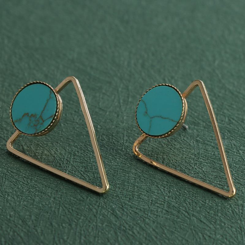 Round and Triangle Pendant Earrings