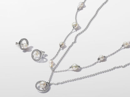 Treated Freshwater Cultured Pearl & Pavé Collier Necklace