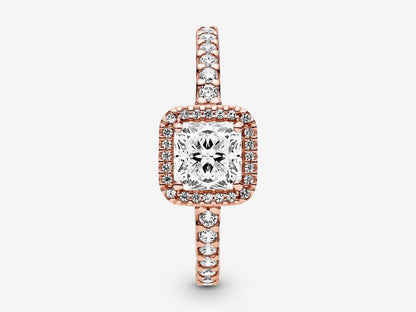 Square Sparkle Halo Ring