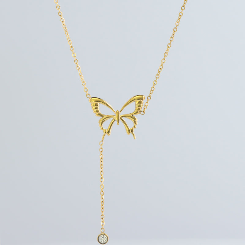 Modern Gold O-Chain Necklace with Butterfly Embellishment