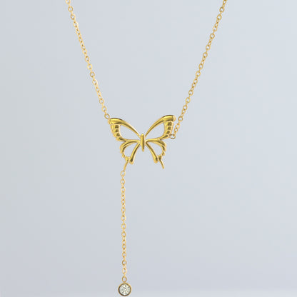 Modern Gold O-Chain Necklace with Butterfly Embellishment