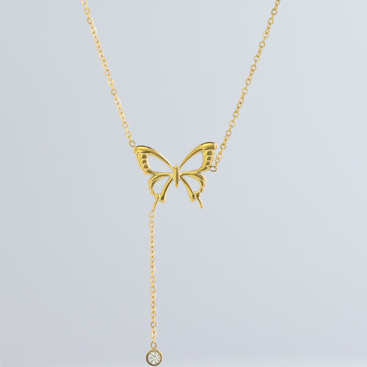 Modern Gold O-Chain Necklace with Butterfly Embellishment