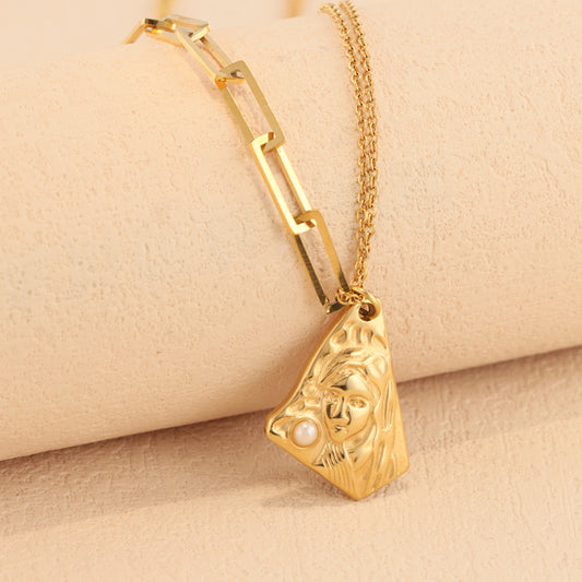 Unique Gold Stainless Steel Irregular Polygon Pendant Chain