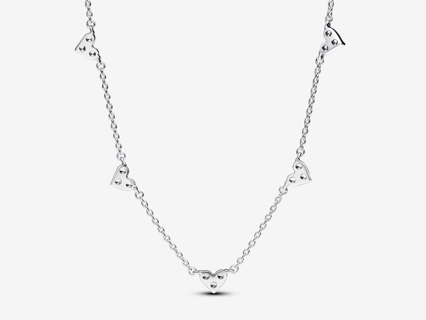 Triple Stone Heart Station Chain Necklace