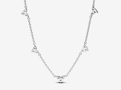 Triple Stone Heart Station Chain Necklace