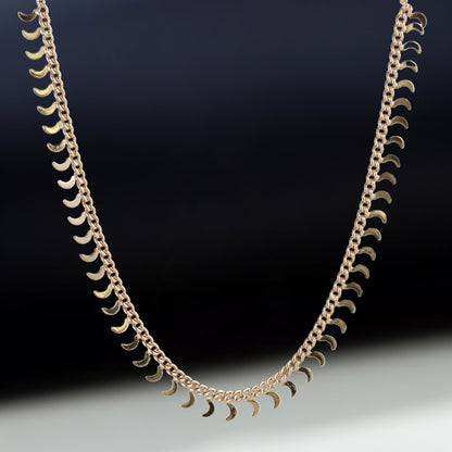 Rose Gold Chopin Chain with Moon Charm