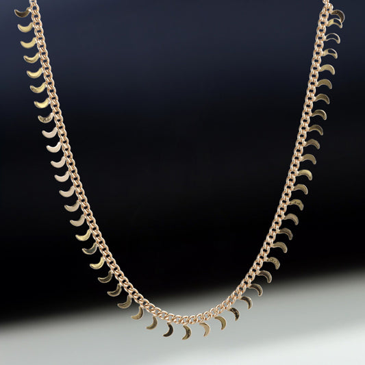 Rose Gold Chopin Chain with Moon Charm