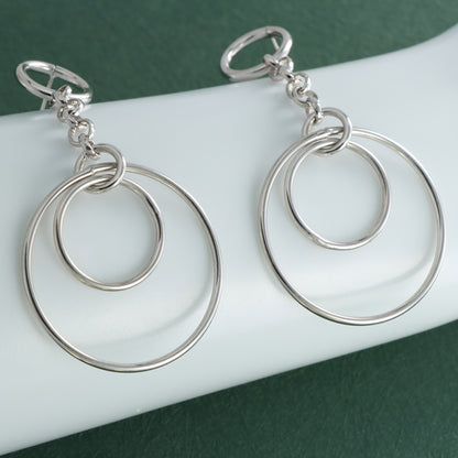 Fashionable Silver Circle Earrings